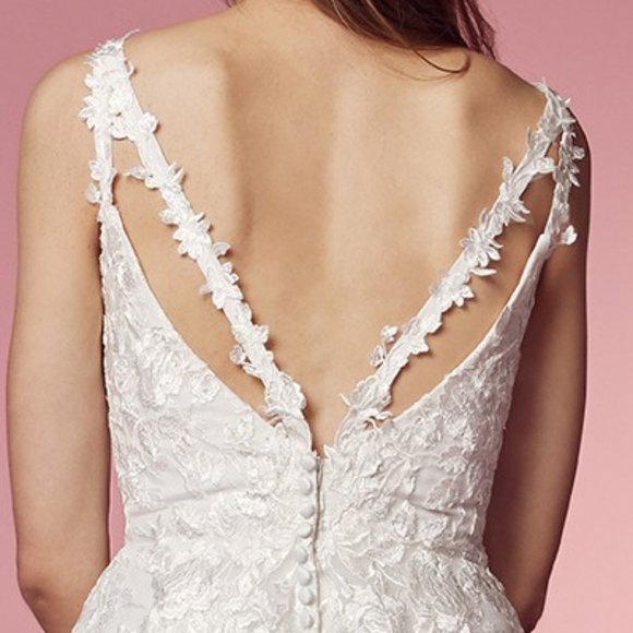 NEW LONG OFF SHOULDER SLEEVELESS A-LINE WEDDING DRESS WITH ZIPPER BACK NX JE922 - Picture 7 of 9